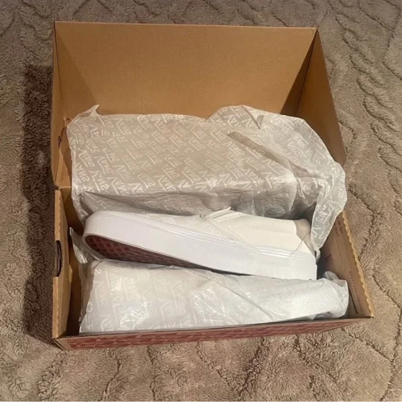 Vans Classic White Canvas Slip-Ons - Picture 1 of 5